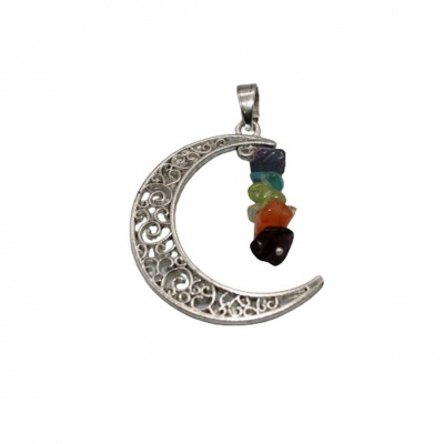 Pend Lua Chakras (c/banho prata) 4cm
