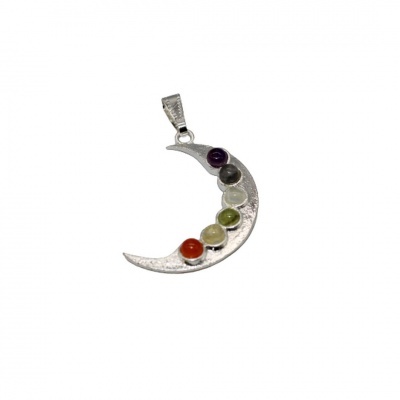 Pend Meia Lua Chakras (c/ banho prata) 4cm