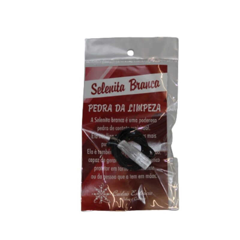 Ping. bruto de Selenita Branca c/ cordao e pagela