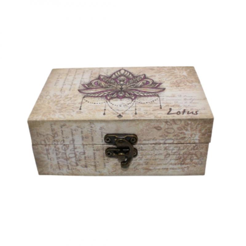 Caixa retangular Flor de Lotus 15x10x6cm