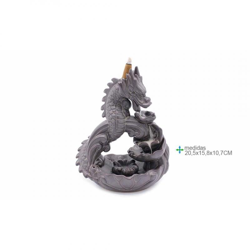 Fonte Fumo Ceramica Dragao 20.5x15.8x10.7cm