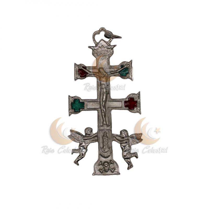 Cruz de Caravaca prateada 16cm