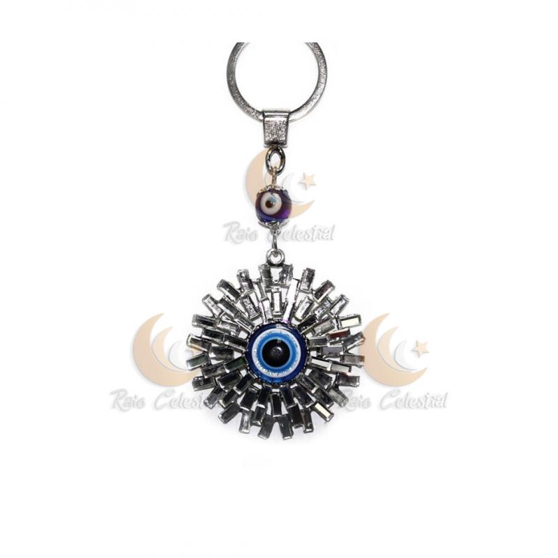 Porta Chaves Olho Turco - prateado 12cm - 12 UND