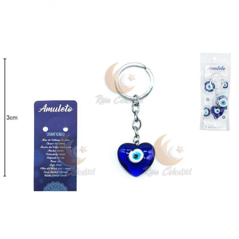 Porta Chaves Olho Turco em forma de Coracao