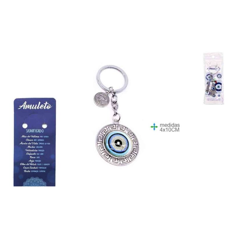 Porta Chaves Olho Turco Azul Claro 4x10cm