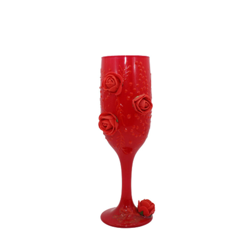 Copo Pomba Gira vermelho c/ rosas vermelhas