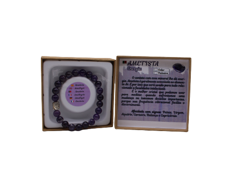 Pulseira Ametista com Pendente Buda