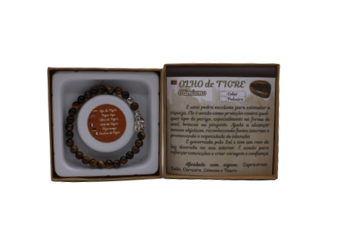 Pulseira Olho de Tigre com Pendente Elefante