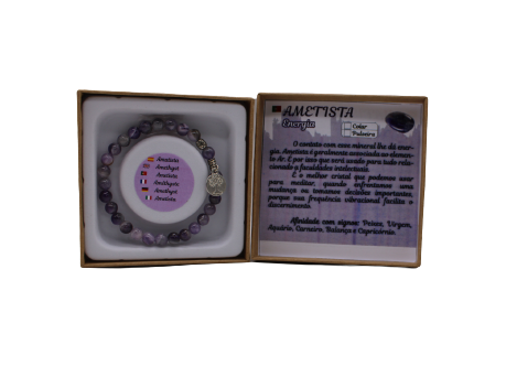 Pulseira Ametista com Pendente Arvore