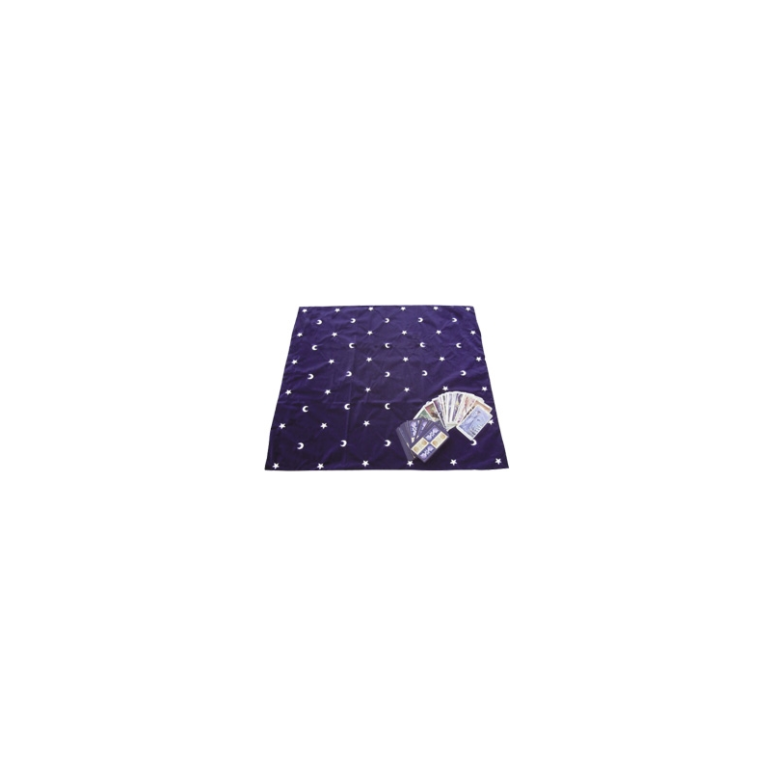 Toalha Tarot Lua e Estrelas Veludo 80x80