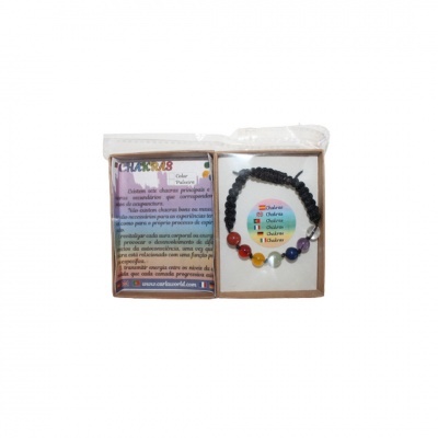 Pulseira Chackra Macrame em caixa (bola 8mm)