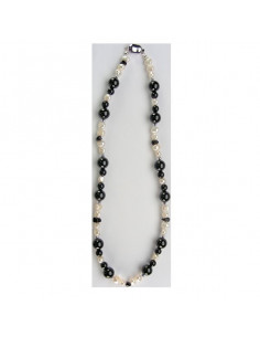 Colar mineral Obsidiana Negra c/ perola