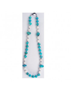 Colar mineral Howlita Azul/Quartzo Leitoso
