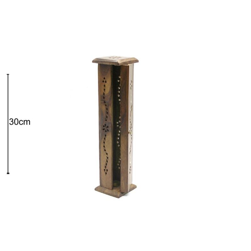 Porta Incenso Madeira Torre 30cm
