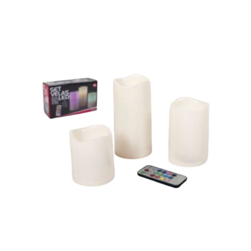 Set 3 velas LED multicolor