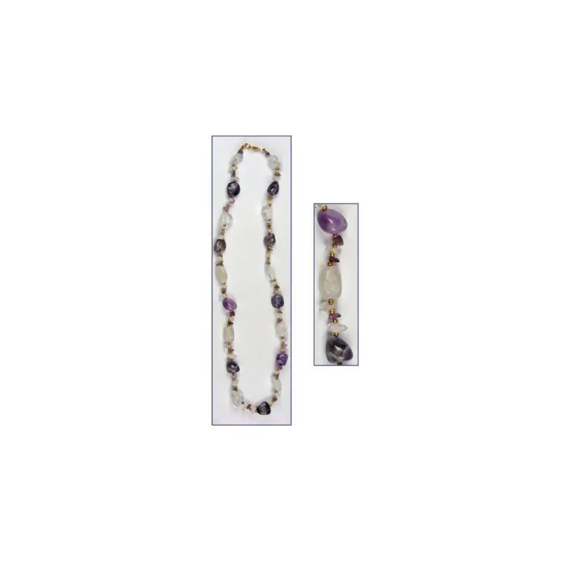 Colar mineral Ametista/Cristal Quartzo 65cm